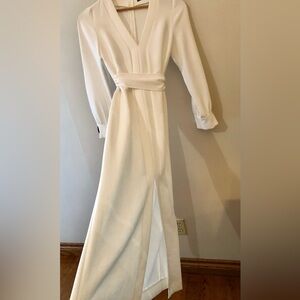 Zara Cream V-Neck Long Sleeve Wrap Dress